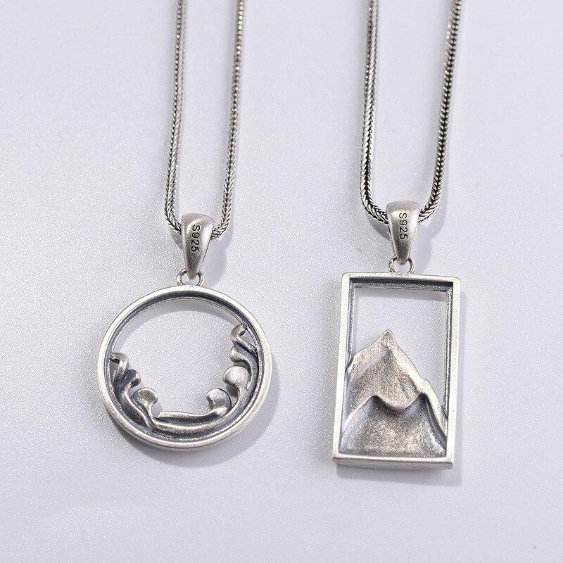 Vintage S925 Sterlingové Stříbro Matné Thajské Stříbro Přívěsek Pár Peníze Šperky Navzájem Náhrdelník Přívěsek Zásnubní Šperky Nové