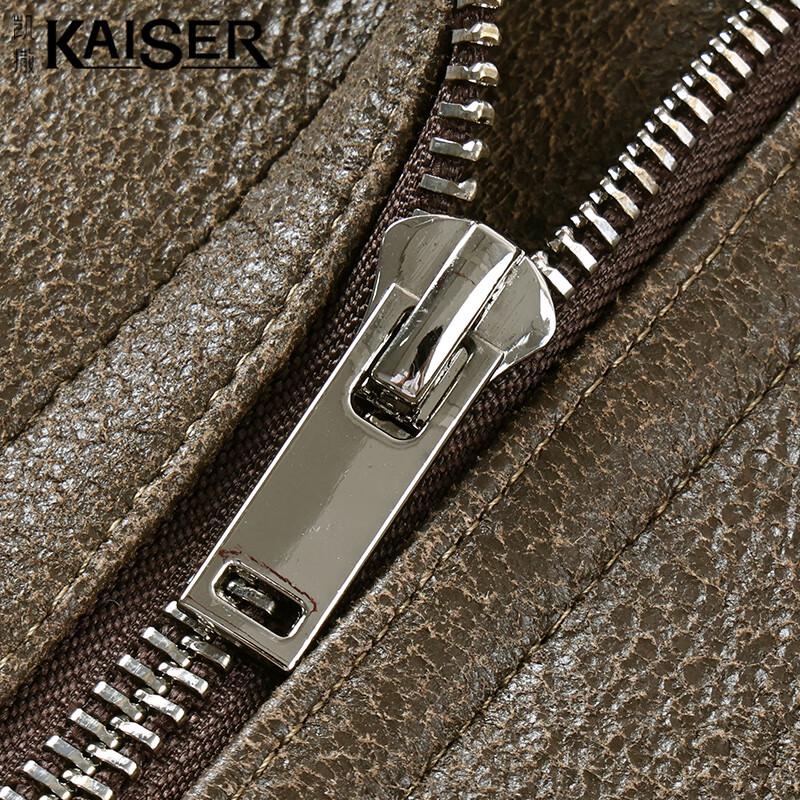 KAISER Men's Sheepskin Fur Lined Lapel Leather Jacket