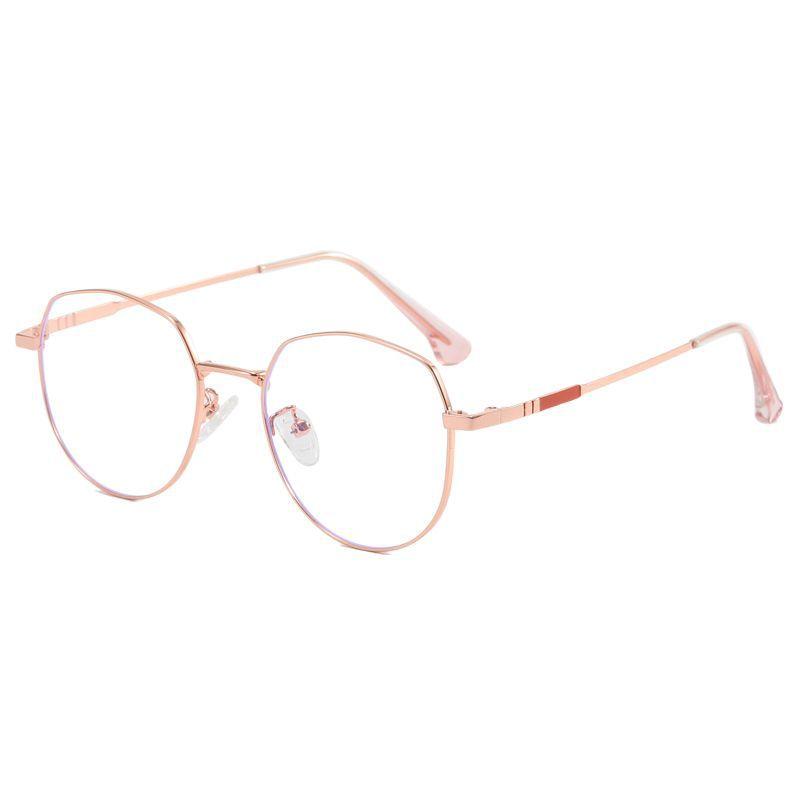 Square round frame anti-blue light glasses metal frame fashionable personalized glasses frame casual plain myopia ultra-light glasses