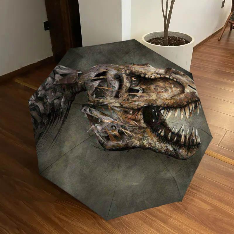 1PC Dinosaur Skull Pattern Small Travel Compact Windproof Umbrella, Automatic Folding Umbrella, Automatic Open/Close ,Gift-175