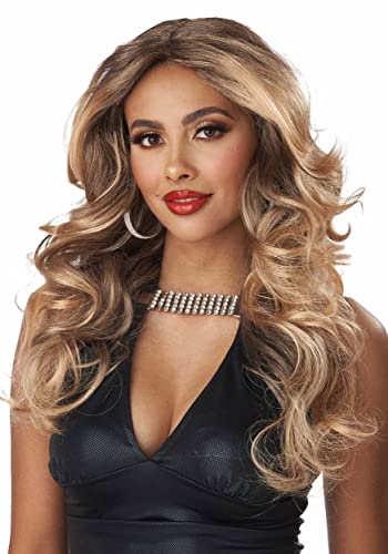California Costume 70's Party Girl Adult Wig, Brown/Blonde, 7022-086