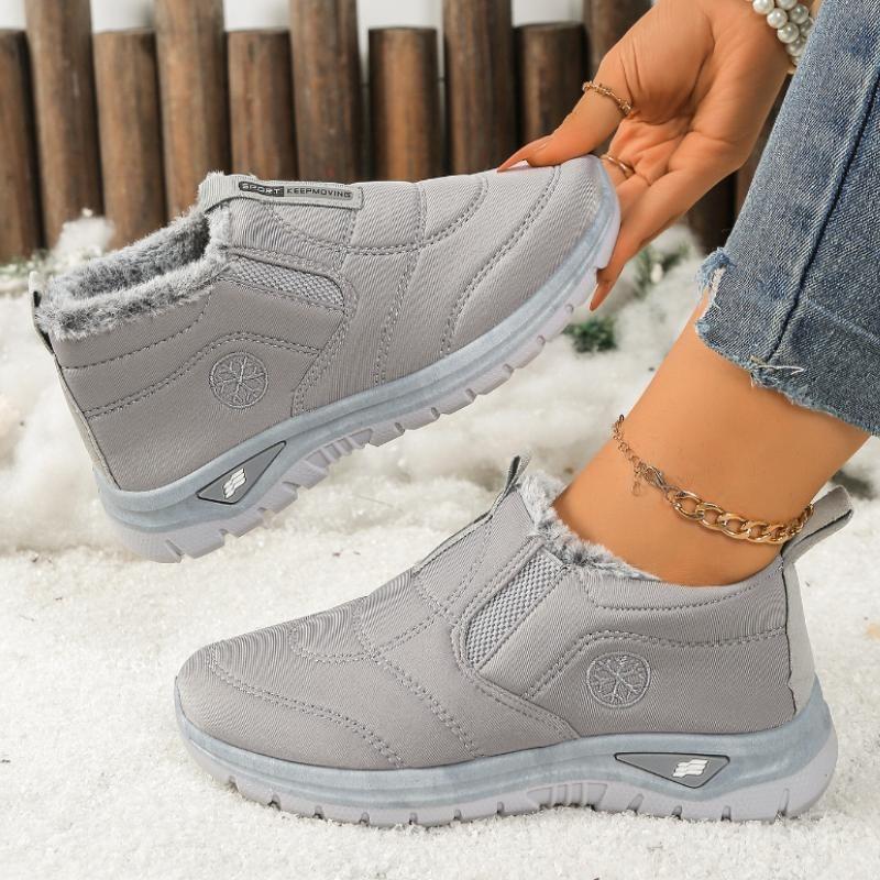Women Solid Color Winter Boots Warm Round Toe Flat Comfortable Casual Shoes