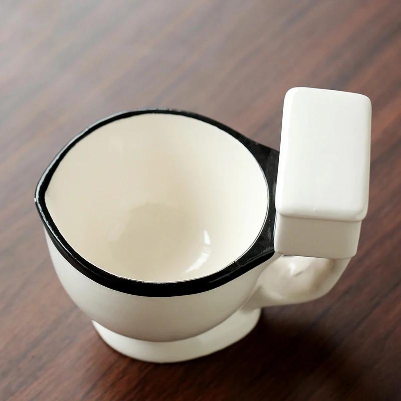 300ml Creative and Quirky Ceramic Cup Novel and Interesting Gift Toilet Ceramic Cup with Handle Coffee Tea Milk Ice Cream Cup