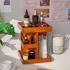Solid wood rotating retro blind box cabinet, wooden desktop storage box, lipstick and cosmetics rack shelf organizer