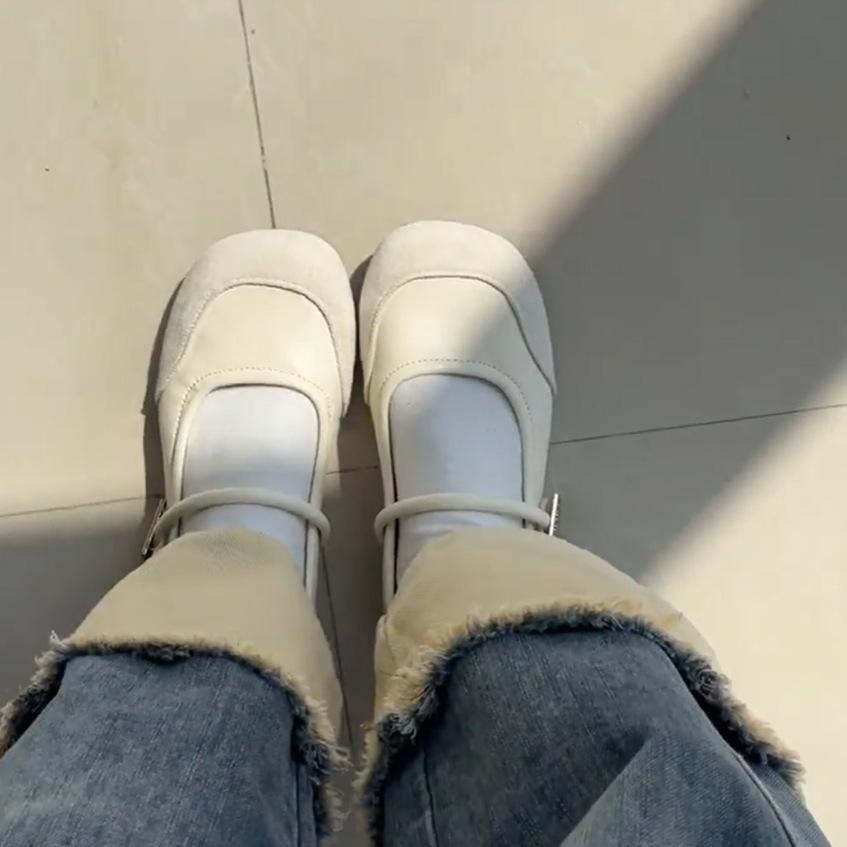 Versatile Soft Sole Year Word by Word with Soft Surface Belt Spring and Autumn Mary Jane Shoes Round Head Shallow Mouth Grandma Shoes