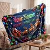 Christmas Custom Name Printed Flannel Blanket Warm Comfort Bed Throw Home Decor Holiday Gift