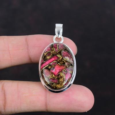 Hänge av koppar-thulit Handgjort ädelstenshänge Hänge av 925 sterlingsilver Anständiga smycken Helt nytt hänge Jubileumsgåvor Boho-hänge