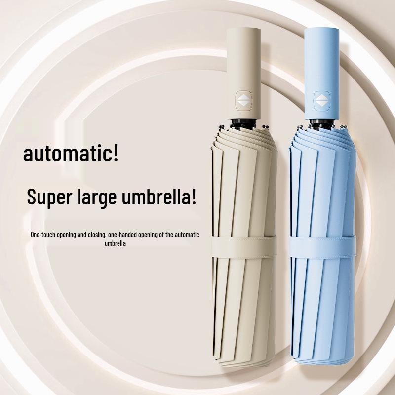 Ultra Durable UV Protection Auto Double-Fold Black Umbrella.
