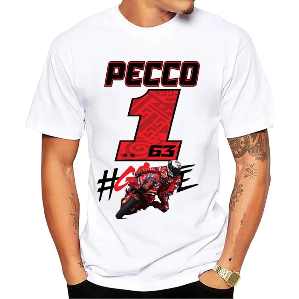 Francesco Bagnaia Pecco 1 GP Riding T-Shirt Hip Hop Boy Rider Casual T Shirt Pecco 63 Man Motorcycle Sport Racing White Tees