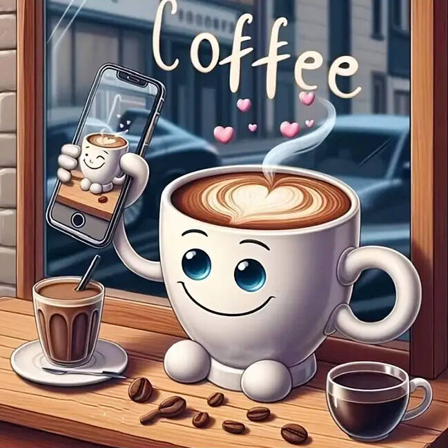 

5D Алмазная Живопись Кофейная Чашка Полная Круглая Выкладка Вышивка Сделай Сам Мозаичная Картина из Стразов Кухонный Декор Round 30x30cm