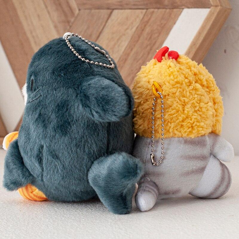 12cm Cartoon Cute Shark Fried Shrimp Cat Plush Doll Pendant Charm Package Pendant