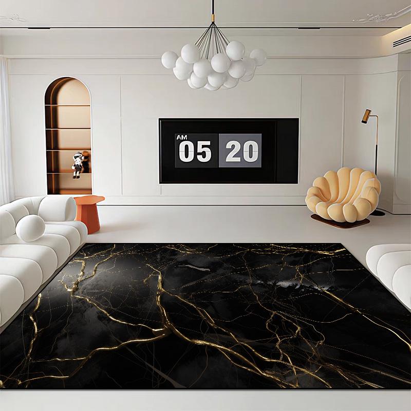 Black Luxury Style Carpets for Living Room Lounge Coffee Tables Washable Mat Modern Home Decor Large Area Soft Rugs Customizable
