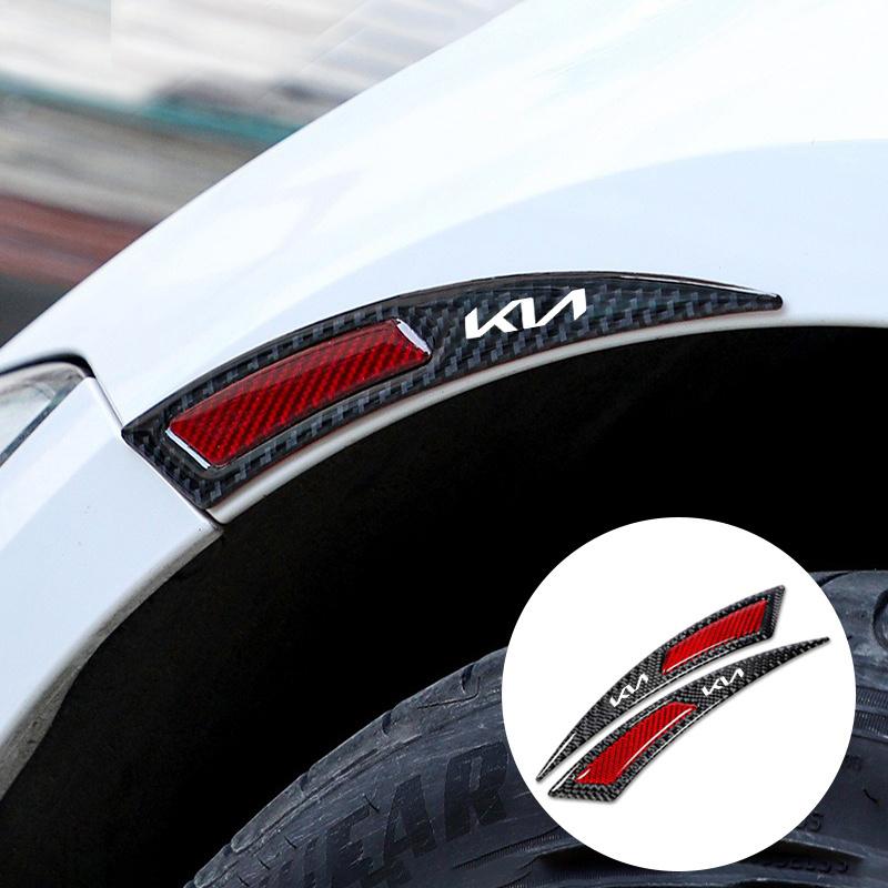 AAAFS1 2Pcs Carbon fiber Car Anti-collision strip Door Sticker Safety Warning Reflector Decal For Kia KN K7 K900 Cadenza K9 K04 Sorento