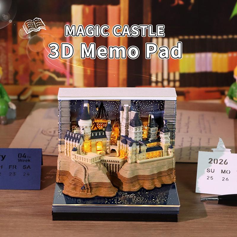 Time Piece Calendar 2026 Desk Calendar With Led Light 3D Tear-Away Calendar Paper Carving Art Memo Pad Notepad Gift Christmas
