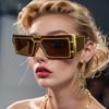 Fashion Rectangular Sunglasses Trendy Men Punk Sun Glasses Women One-Piece Gradient Eyewear