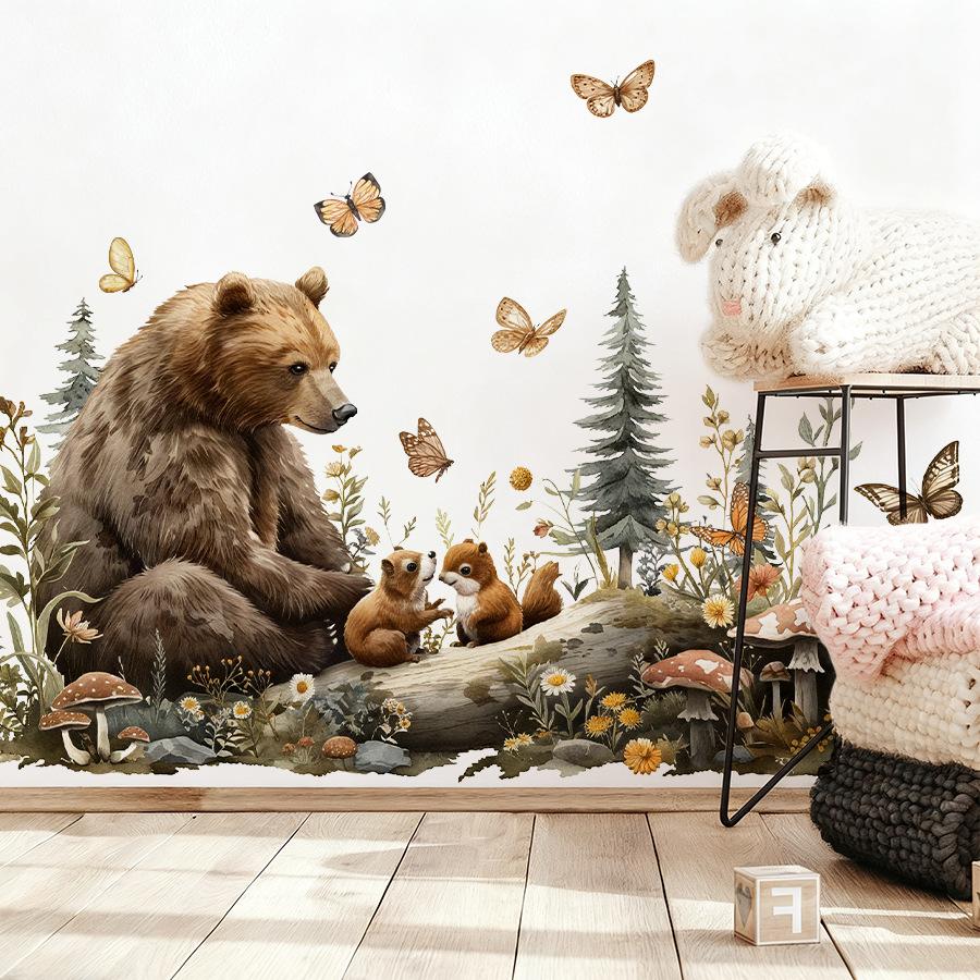 Fairy Tale Animal Wall Sticker for Kindergarten Classroom Removable Cartoon Forest Decor