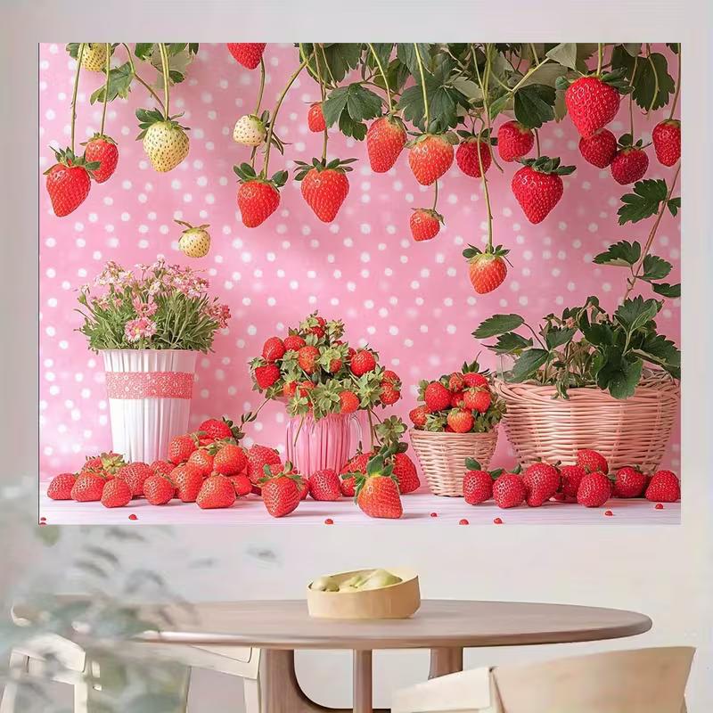 2D Sweet Strawberry Backdrop for Baby Shower or First Birthday Photoshoot