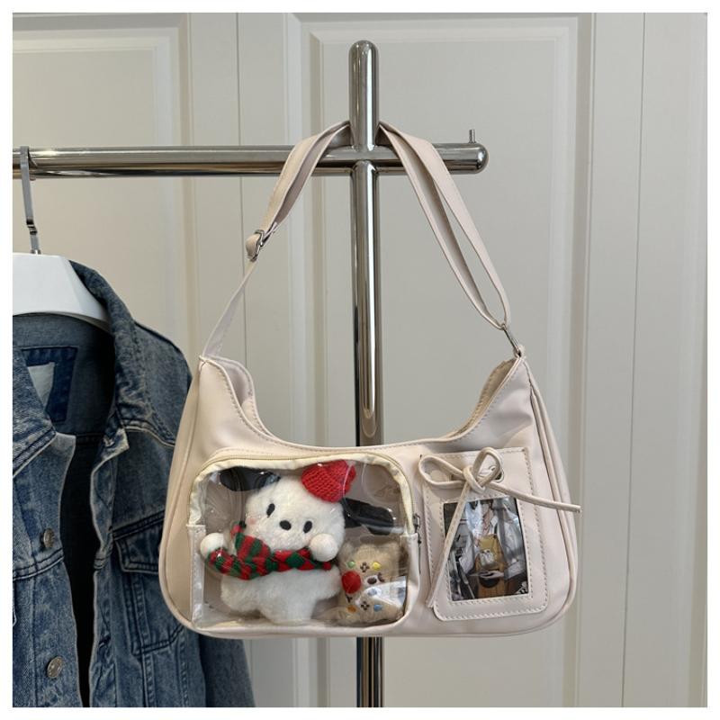 1 Piece Women Korean Transparent Ita Bag Y2K Harajuku Shoulder Bag School Crossbody Bag Female Preppy Handbag Purse