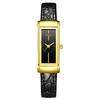 Women's Square Leather Belt Watch Small Stylish Waterproof Lightweight Casual Business Gift Black Gold