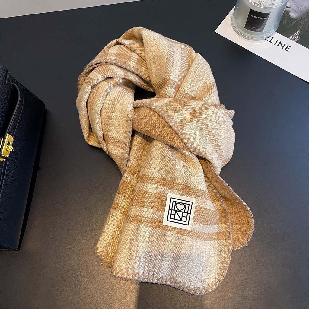 Korean Plaid Scarf Women Winter Classic Warm Imitation Cashmere Scarves Thick Bandana Fashion Luxury Shawl Wrap Bib Neckerchief