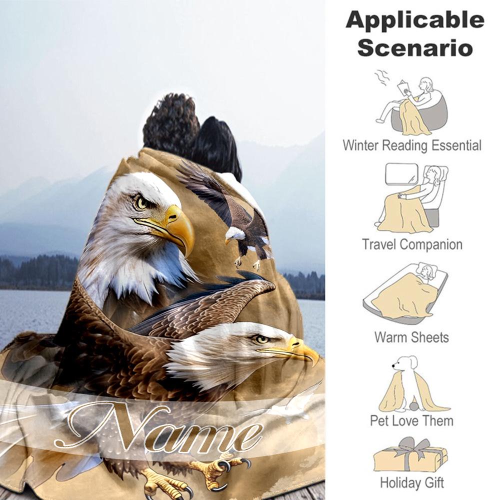 Eagle Customize Your Name Blanket Throw Personalized Blanket Ultra-Soft Versatile for Nap Bed Home Decor Couch Four Seasons Multipurpose