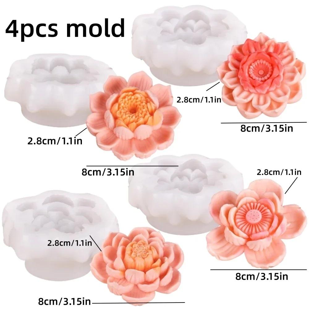 DIY Heart Shaped Rose Flower Candle Silicone Mold Large Love Shaped Flower Candle Mold Blooming Flower Resin Mold Christmas