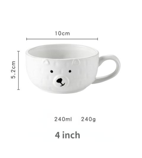 Cute Animal Bowl Cake Dish Large Salad Soup Pasta Bowl Coffee Mug Milk Cup Ceramic White Dinner Plates Set Cute Dishes Set Korea