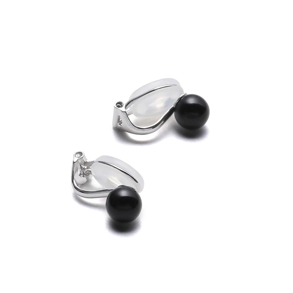 Luxury Domestic Pearl Earrings Grand Premium Pearls for Ceremonial Occasions Brand 3 Year Warranty [VOTRE COUTURE] Women's (6mm_Black_Silver)