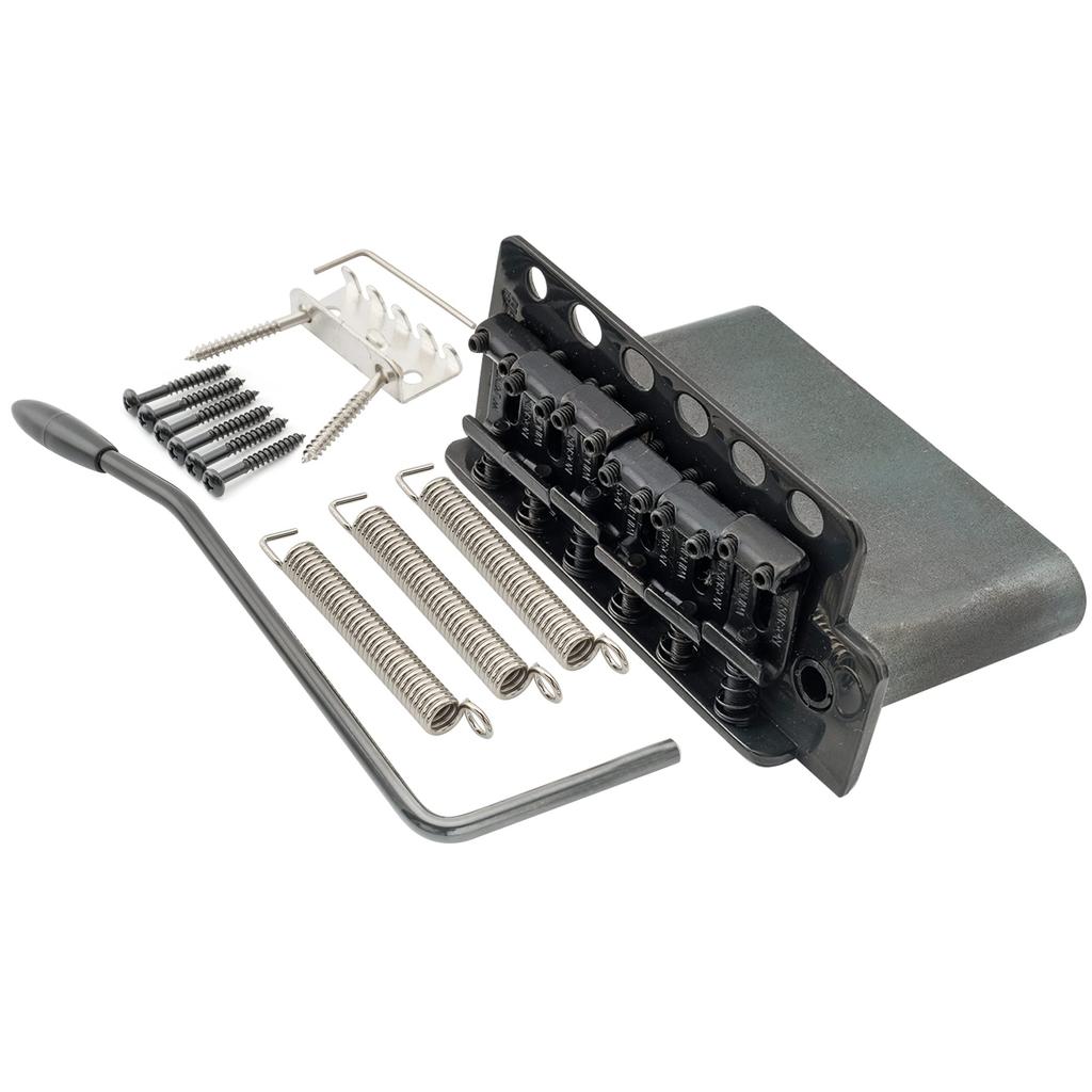 Wilkinson WV6-SB 10.8mm String Pitch 5+1 Hole Tremolo Bridge Unit with Steel Vintage Saddles for Fender USA and Japan Strats, Black