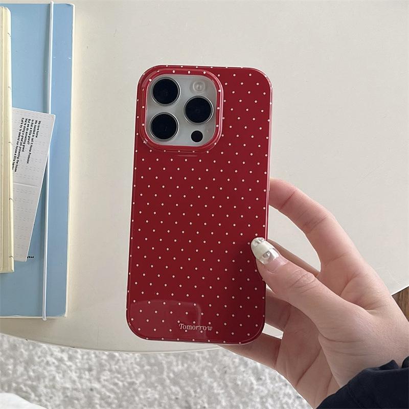 

Polka Dot Frosted Phone Case with Pearl Chain for Pro Max/Pro Models 15