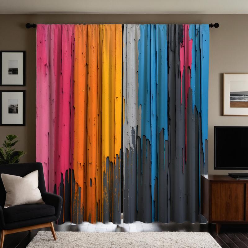 2 st HD färgstänkmålad trälamell dekorativ gardin Färgsystem digitaltryckt gardin Heminredningsstil Dekor