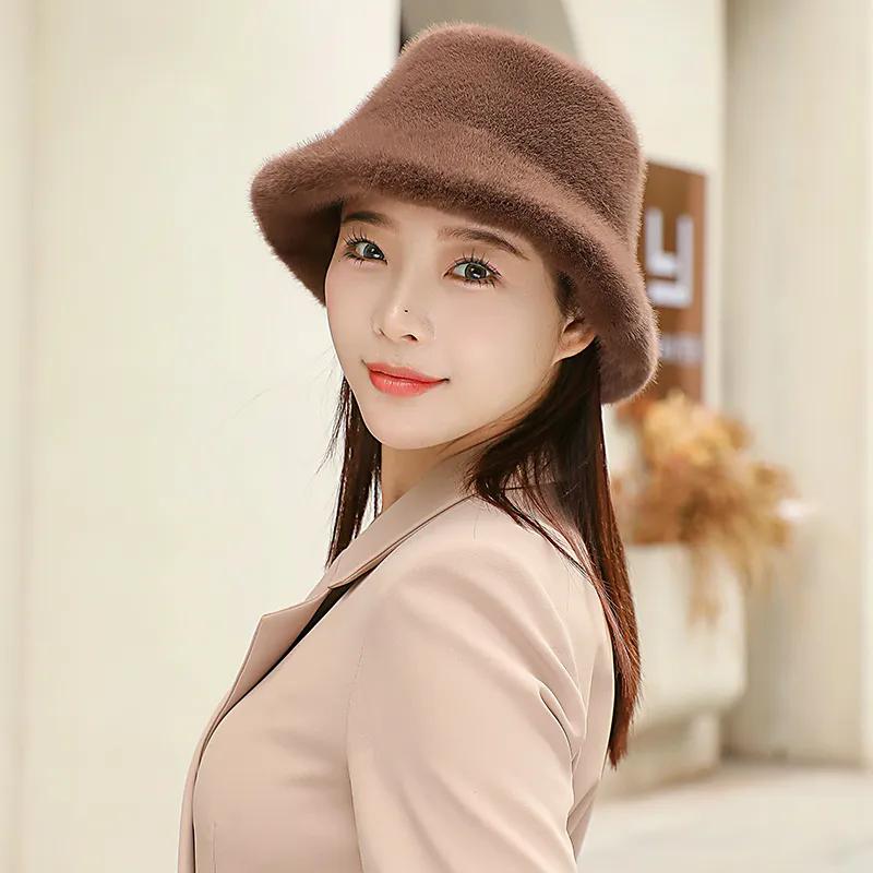 WTEMPO Women's Versatile Plush Retro Elegant Warm Thickened Hats Soft Solid Color Autumn Winter Casual Windproof Cold-proof Hats