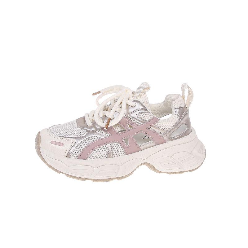 

Сетчатые летние новые кроссовки на толстой подошве в стиле папа, дышащие полые спортивные и повседневные туфли, одинарная обувь 40 светло-фиолетовый