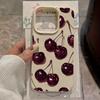 Wine Red Cherry Pattern Lychee Texture Phone Case For iPhone 17 Pro Max 11 12 13 14 15 16 17 Air 15 Plus X XS XR 16E Soft Cover