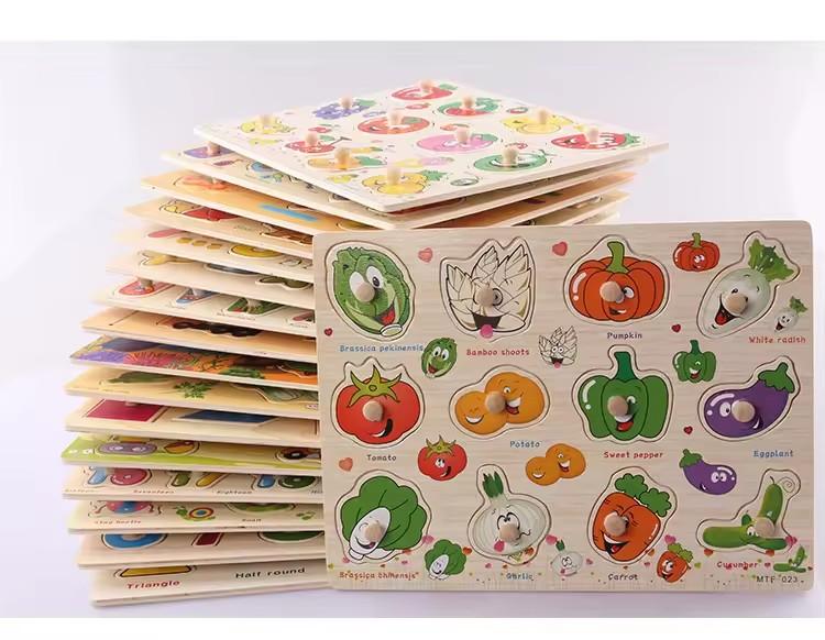Montessori Wooden Toy Baby Puzzle Educational Toys For Children Game Puzzle Board Jigsaw Child Wooden Puzzles For Kids 2 3 4 Y