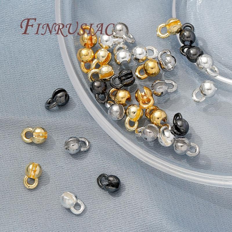Crimp Beads For Jewelry 18K Gold Plated Crimps Cover Findings For DIY Bracelets Accessories Bead Tip Ball Chain Connectors