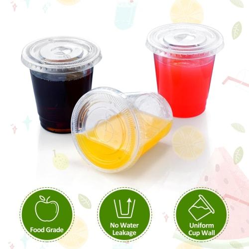 Eupako 8 oz. Plastic Cups with Lids, 100-Pack Disposable Clear Cups with Lids, for Cold Drinks, Parfaits, and Smoothies