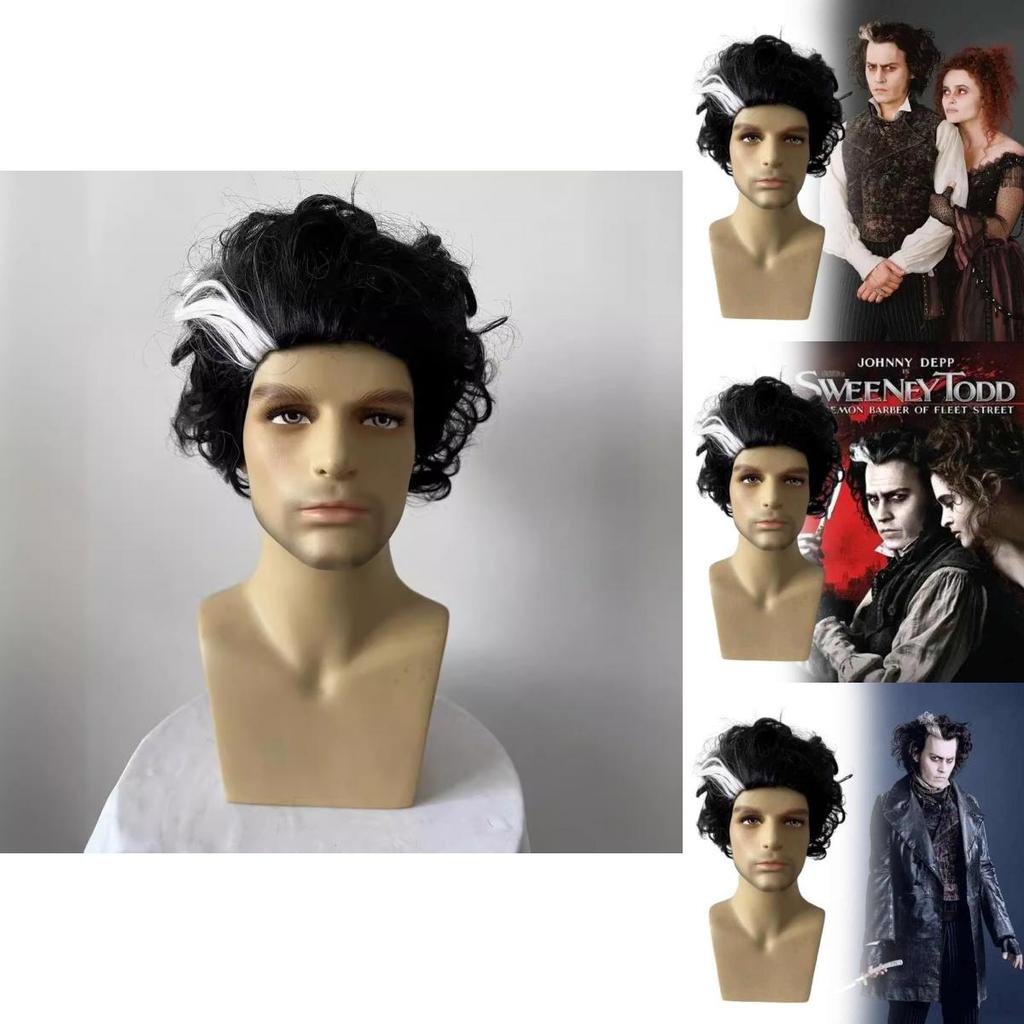 Sweeney Todd The Demon Barber Of Fleet Street Wig Short Curly For Halloween Party Cosplay