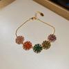 18k Gold Plated Retro Zircon Floral Bracelet – Elegant, Fashionable Hand Jewelry for Women