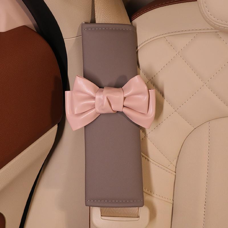 Bow Tie Car Seat Belt Cover Personalized Leather Style Four Seasons Shoulder Protector Women's Car Seat Belt Cover Fashion