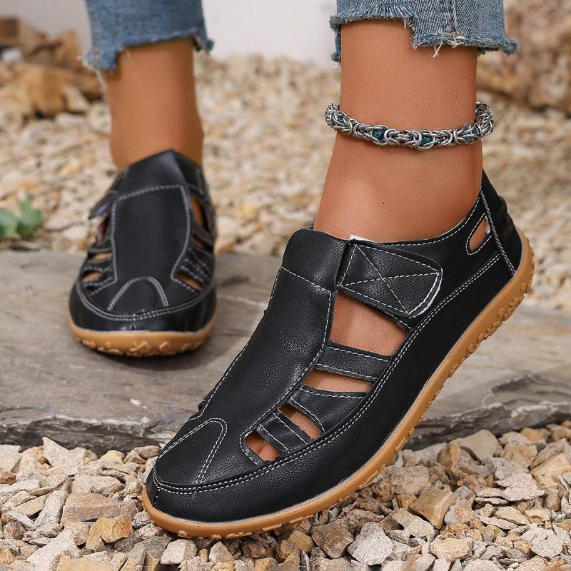 Large size sandals women's summer new Velcro casual shoes comfortable soft sole low top mother flat sports sandals