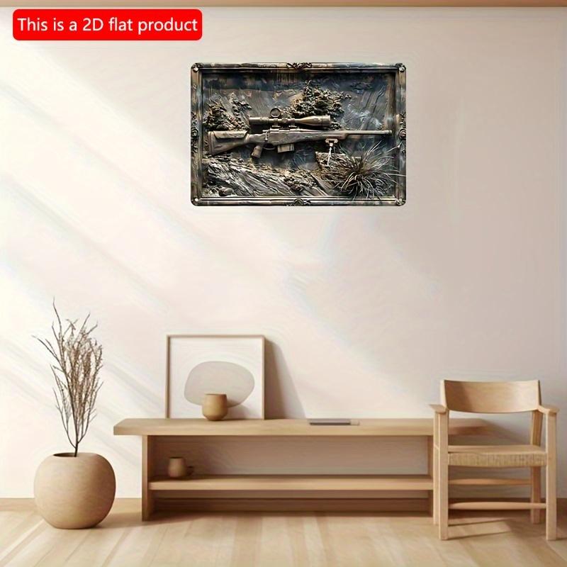 2d Flat 30*20cm, Contemporary Military Sniper Rifle Wooden Decorative Sign and Plaque, Wall Hanging Art for Home, Living Room, Door, Kitchen, Garden