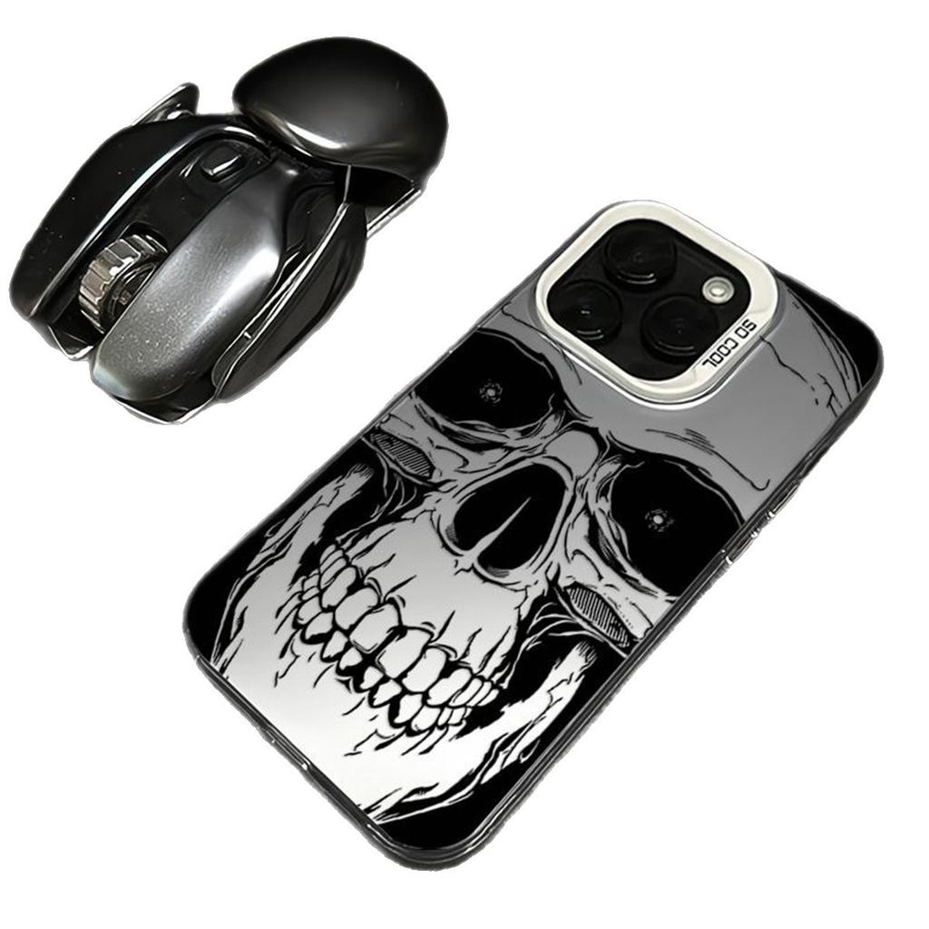 Halloween Silver IMD Phone Case for Apple 17PROMAX Halloween Air Skull Pumpkin Phone Case