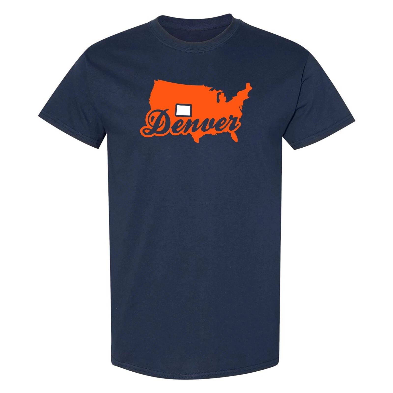 Денвер США Script - Спортивная футболка с цветами футбольной команды - Темно-синий 2XL