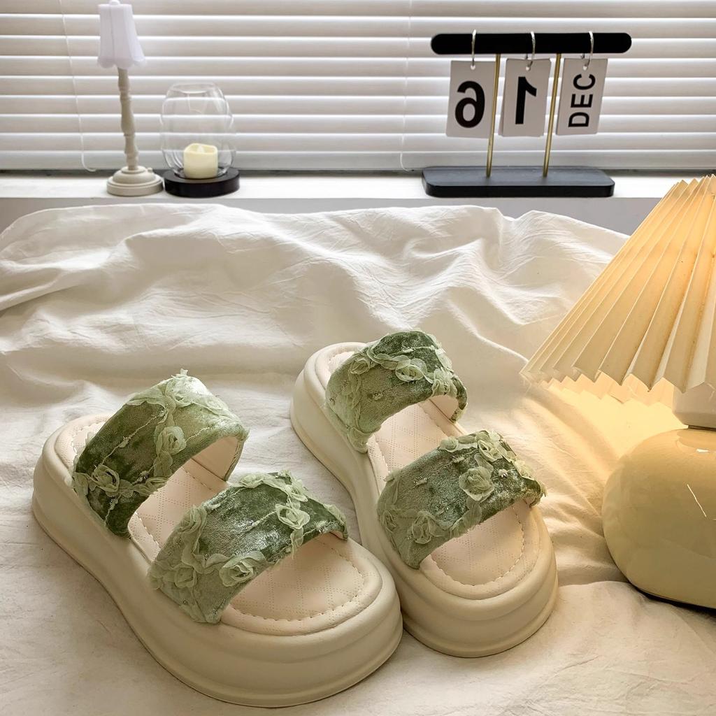 Muffin-Sandalen mit dicker Sohle Damen 2025 Sommer neue Retro vielseitige Strandschuhe echtes Leder offene Zehen kühle Hausschuhe