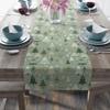 Sage Green Christmas Tree Table Runner - Boho Scandinavian Style Holiday Decor, Soft Linen Feel For Dining Table Christmas Party