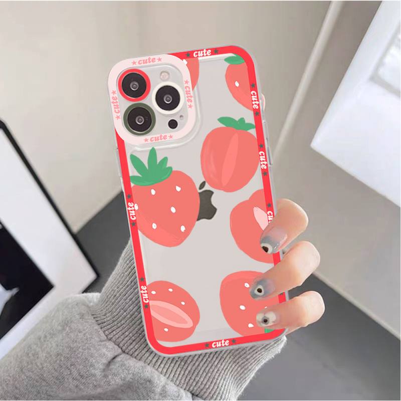 Lovely Cherry Strawberry Phone Case for iPhone 11 12 13 Mini Pro Max 14 Pro Max Case shell