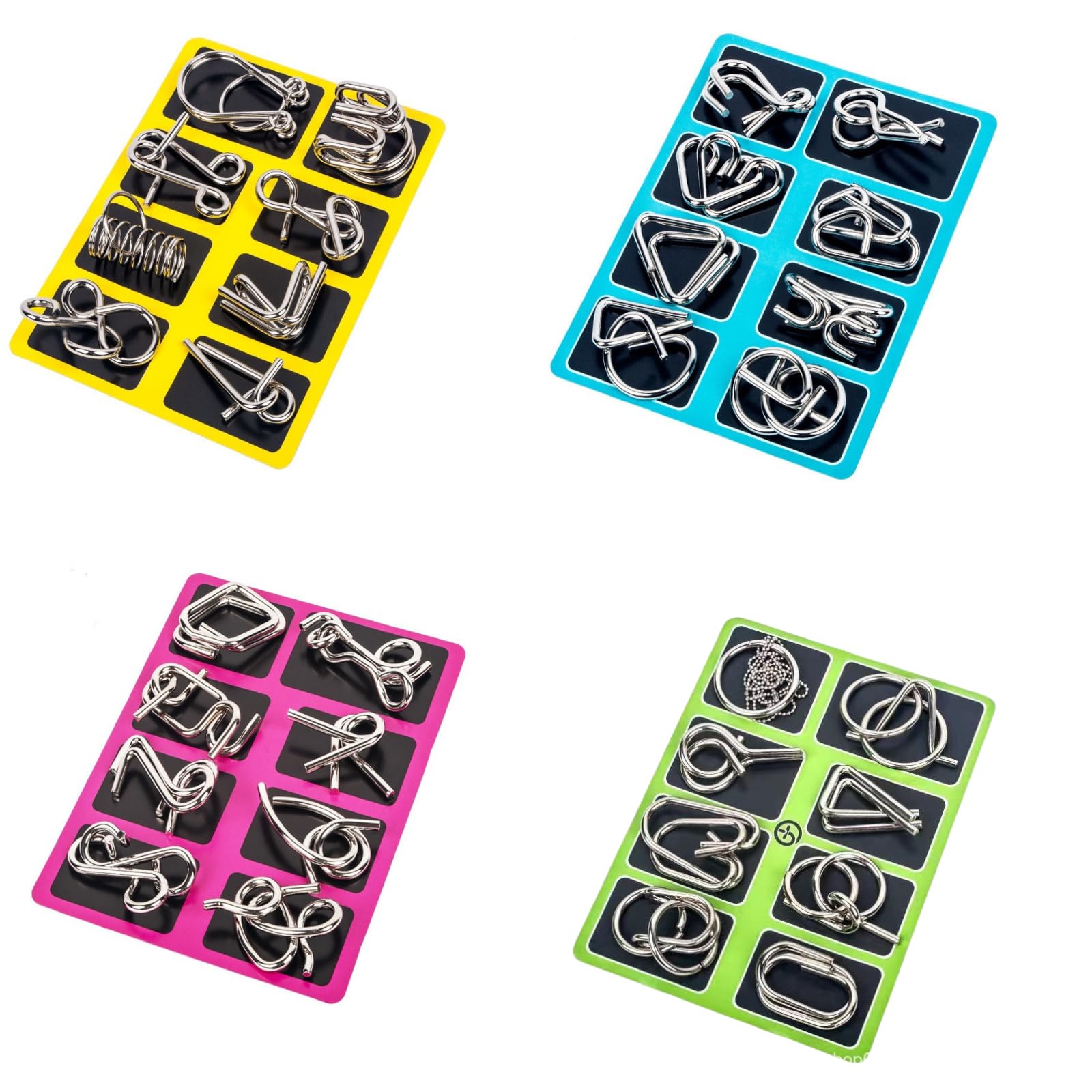 

[Set of 32 Brain Teasers] Puzzle Game, Brain Training Toy, Metal, Educational Toy for Adults and Kids, 3.6-4cm Size, Portable, Perfect for Passing