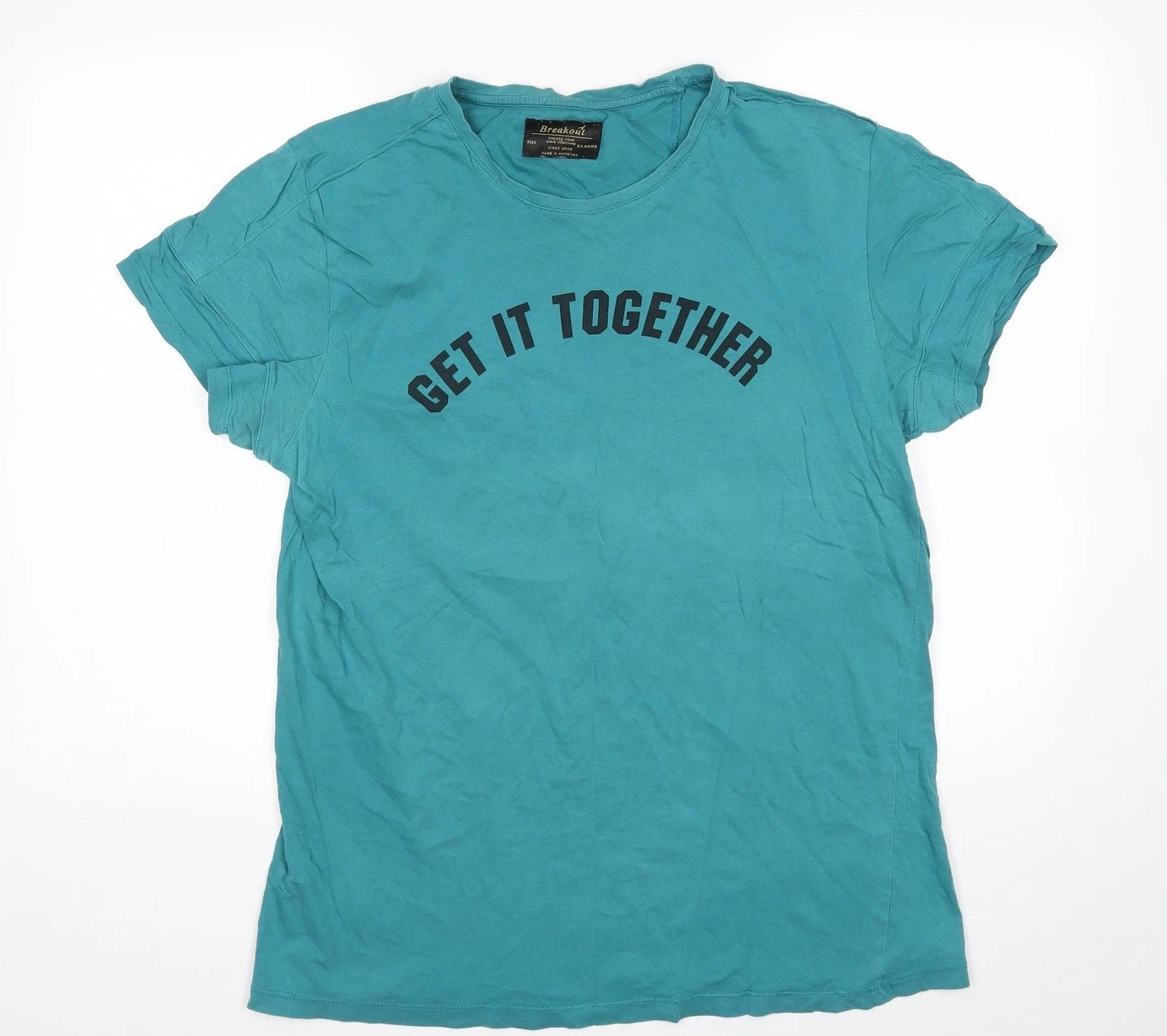 Breakout Womens Green Cotton Blend T-Shirt Size XL S