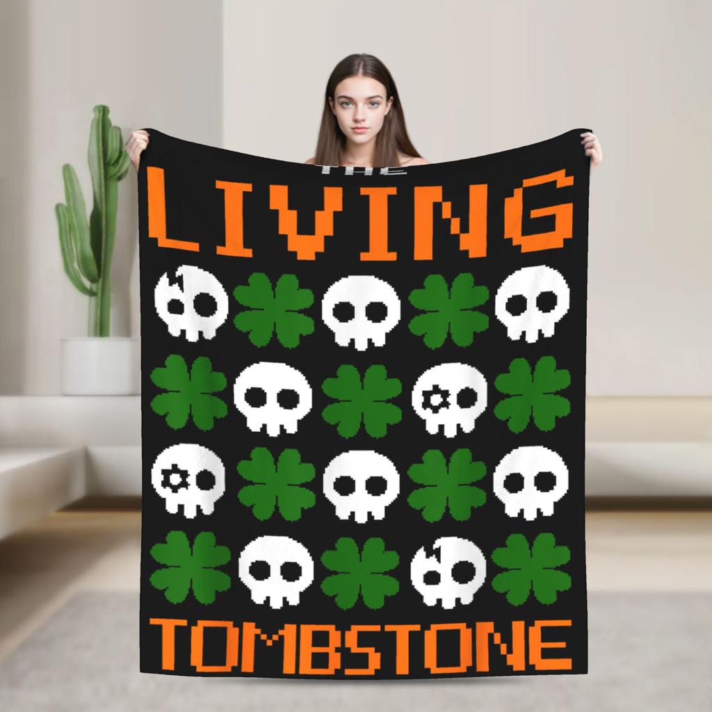 The Living Tombstone Motion Skull Plush Blanket Singer Vintage Throw Blanket for Quilt 125*100cm Warm
